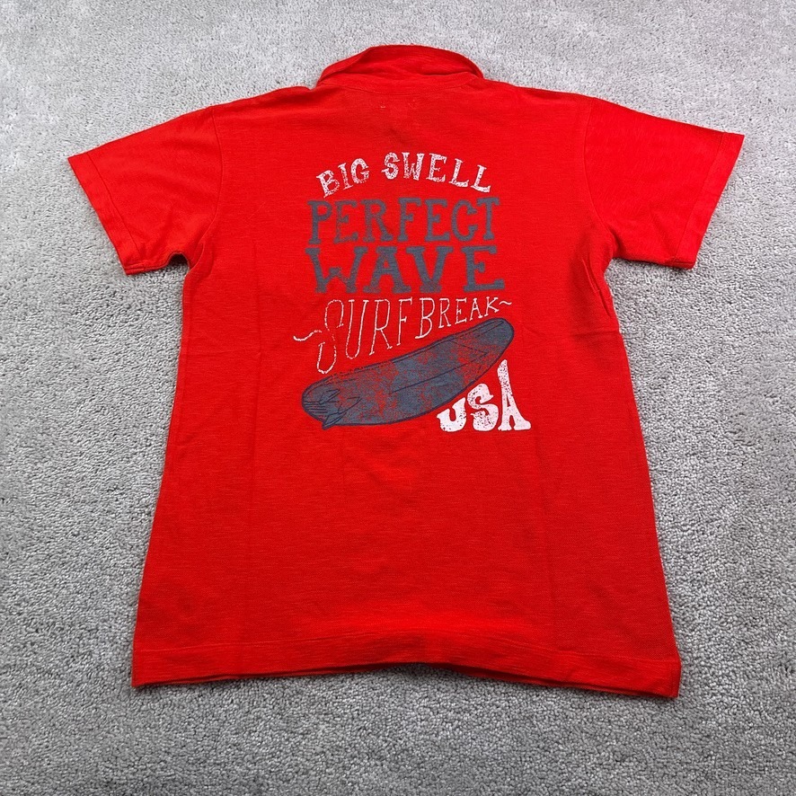 Lucky Brand Polo Shirt Mens Xl Red Surfing Surfboard Logo Lightweight Cotton